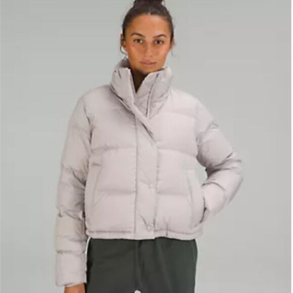 LULULEMON WUNDER Puff CROPPED JACKET SIZE 8 perfect Heathered Natural Ivory NWT - Picture 2 of 6